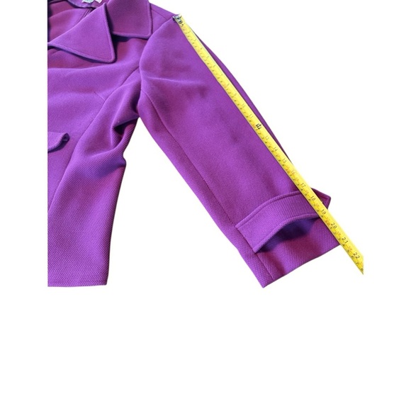 Joan Rivers Fuchsia Pink Purple Knit Blazer Jacket Gold Buttons L Pockets Career - Picture 8 of 11